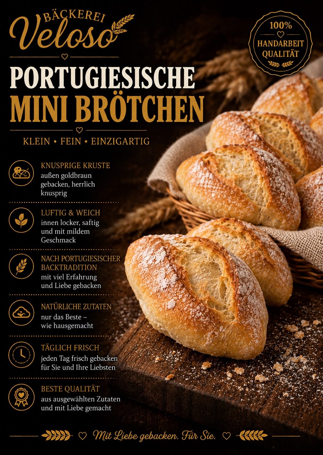 Portugiesische Mini Brötchen von Bäckerei Veloso